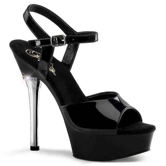 ALLURE-609 5 1/2" Heel 1 1/2" PF Chrome Heel Ankle Strap Sandal
