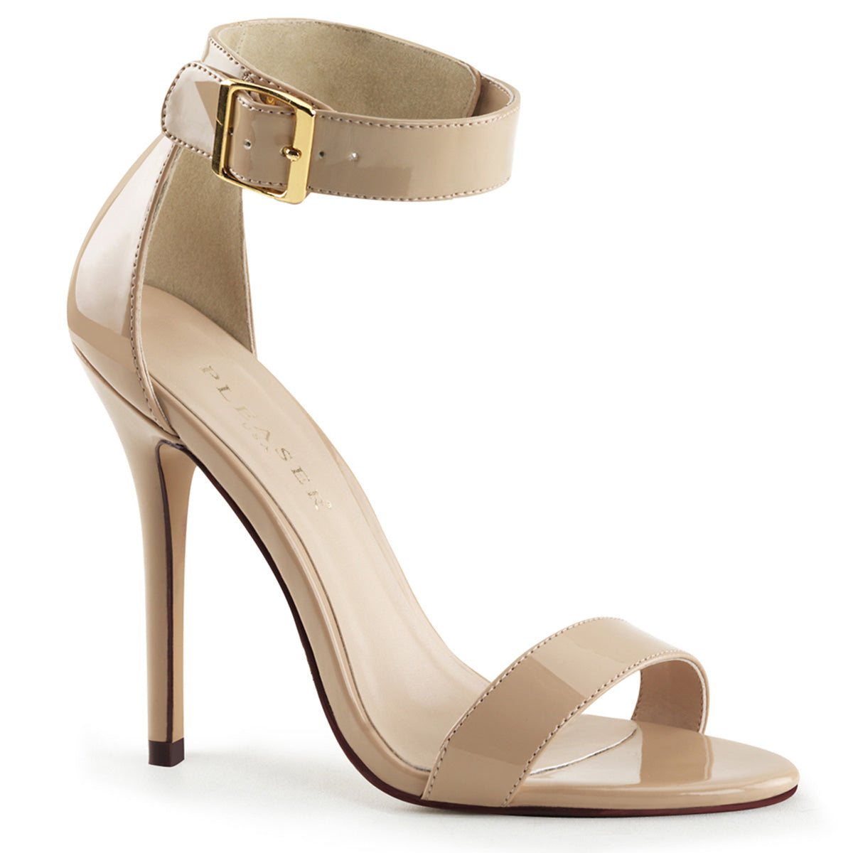AMUSE-10 5" Heel, Closed Back Sandal w/ Buckled Ankle Strap