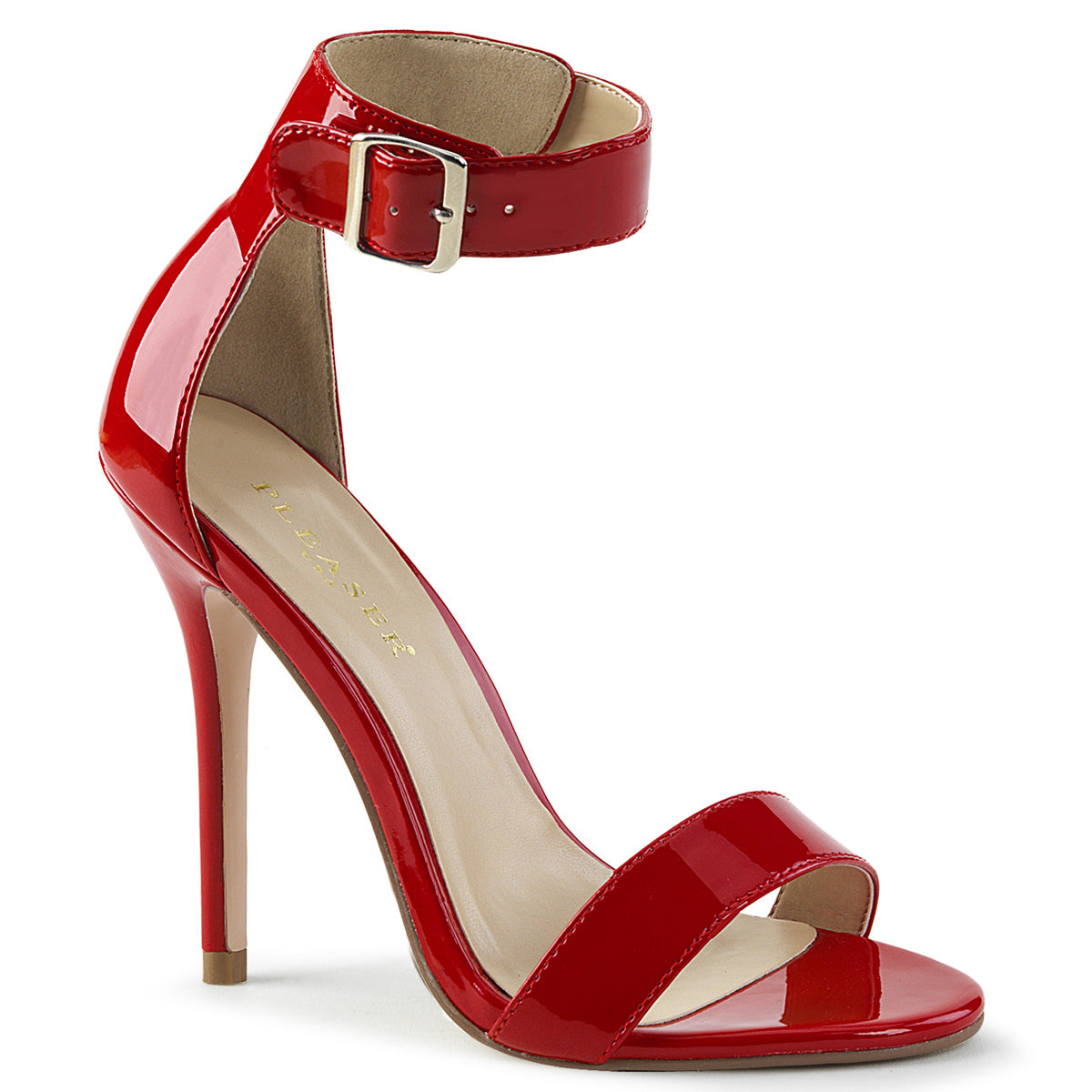 AMUSE-10 5" Heel, Closed Back Sandal w/ Buckled Ankle Strap