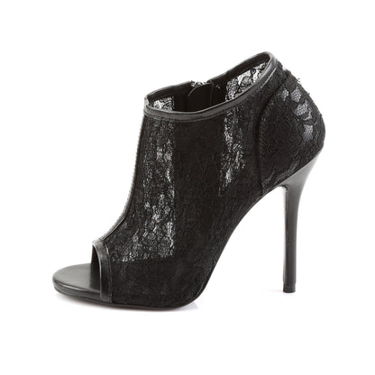 AMUSE-56 **5" Heel, Open Toe Bootie w/ Lace Overlay Lace Mesh