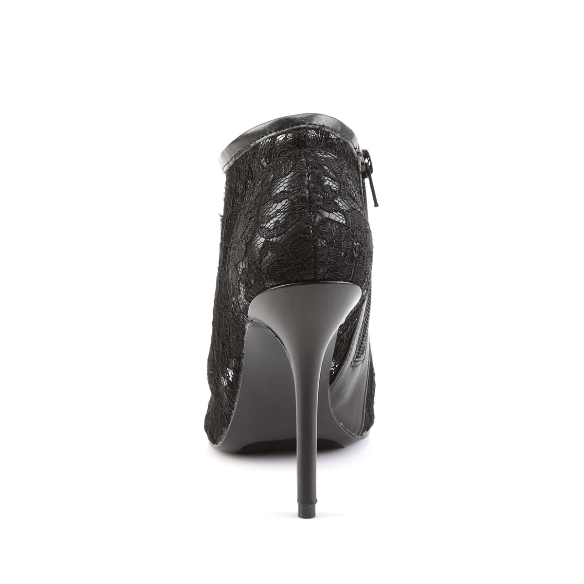 AMUSE-56 **5" Heel, Open Toe Bootie w/ Lace Overlay Lace Mesh