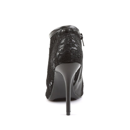 AMUSE-56 **5" Heel, Open Toe Bootie w/ Lace Overlay Lace Mesh
