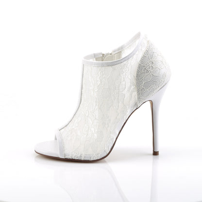 AMUSE-56 **5" Heel, Open Toe Bootie w/ Lace Overlay Lace Mesh
