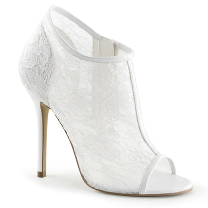 AMUSE-56 **5" Heel, Open Toe Bootie w/ Lace Overlay Lace Mesh
