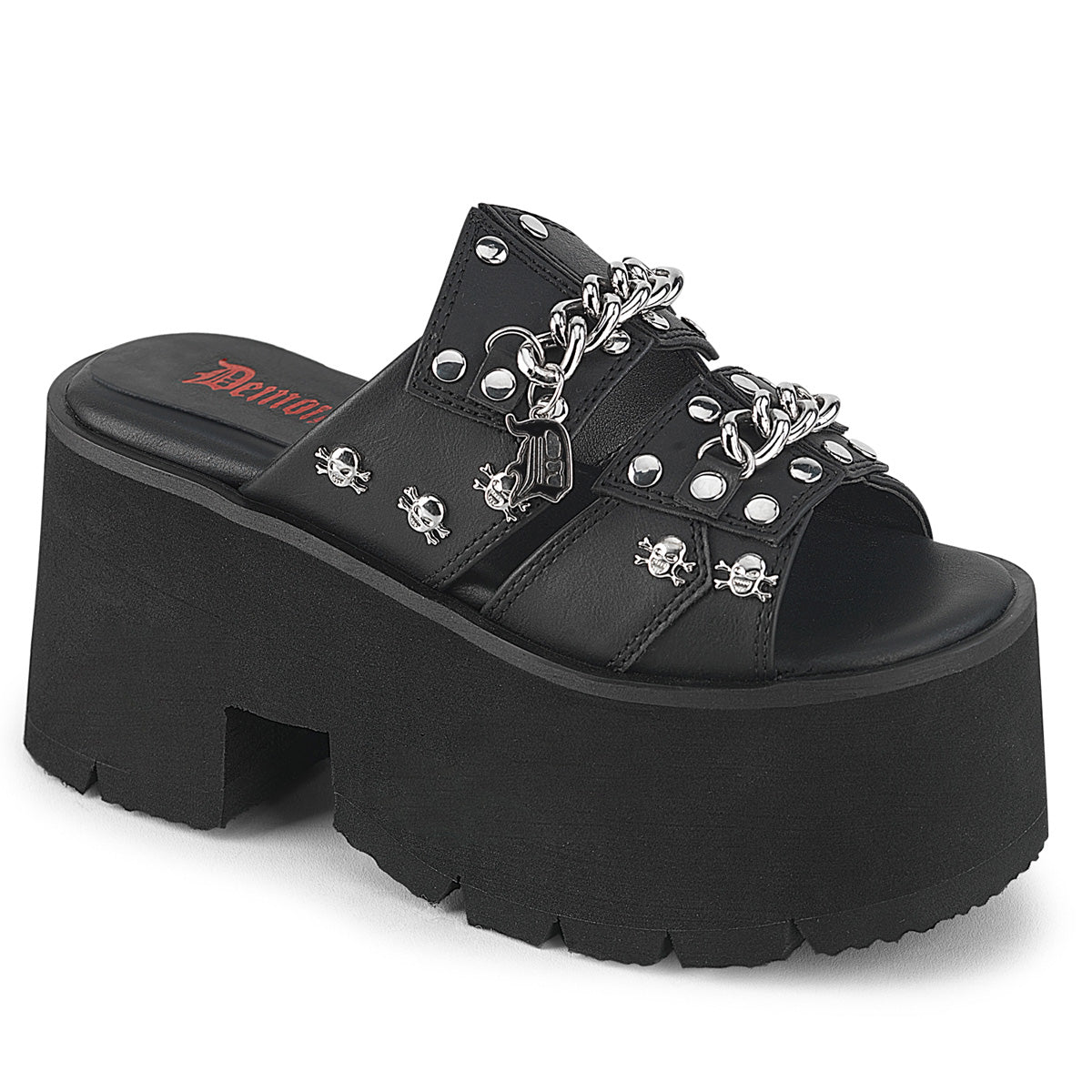 ASHES-08 3 1/2" Chunky Heel, 2 1/4" Cut Out PF Slide Sandal