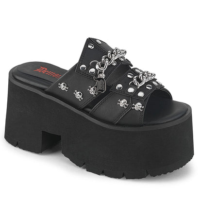 ASHES-08 3 1/2" Chunky Heel, 2 1/4" Cut Out PF Slide Sandal