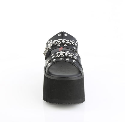 ASHES-08 3 1/2" Chunky Heel, 2 1/4" Cut Out PF Slide Sandal