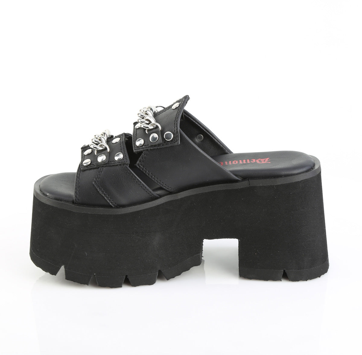 ASHES-08 3 1/2" Chunky Heel, 2 1/4" Cut Out PF Slide Sandal