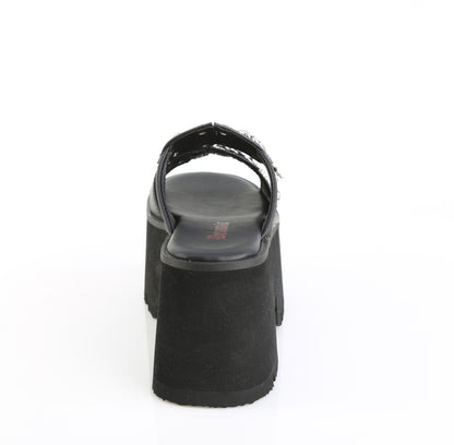 ASHES-08 3 1/2" Chunky Heel, 2 1/4" Cut Out PF Slide Sandal