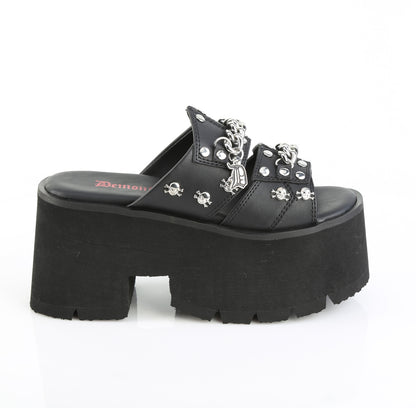ASHES-08 3 1/2" Chunky Heel, 2 1/4" Cut Out PF Slide Sandal