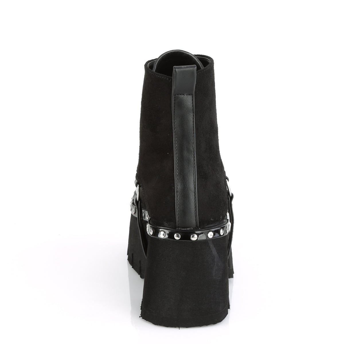 ASHES-100 3 1/2" Chunky Heel, 2 1/4" Cut Out PF Ankle Boot, FrontZip