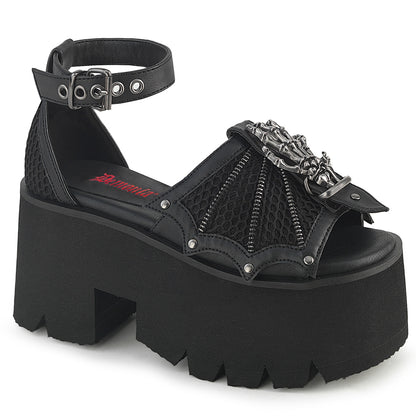 ASHES-11 3 1/2" Chunky Heel, 2 1/4" Cut Out PF Ankle Strap Sandal