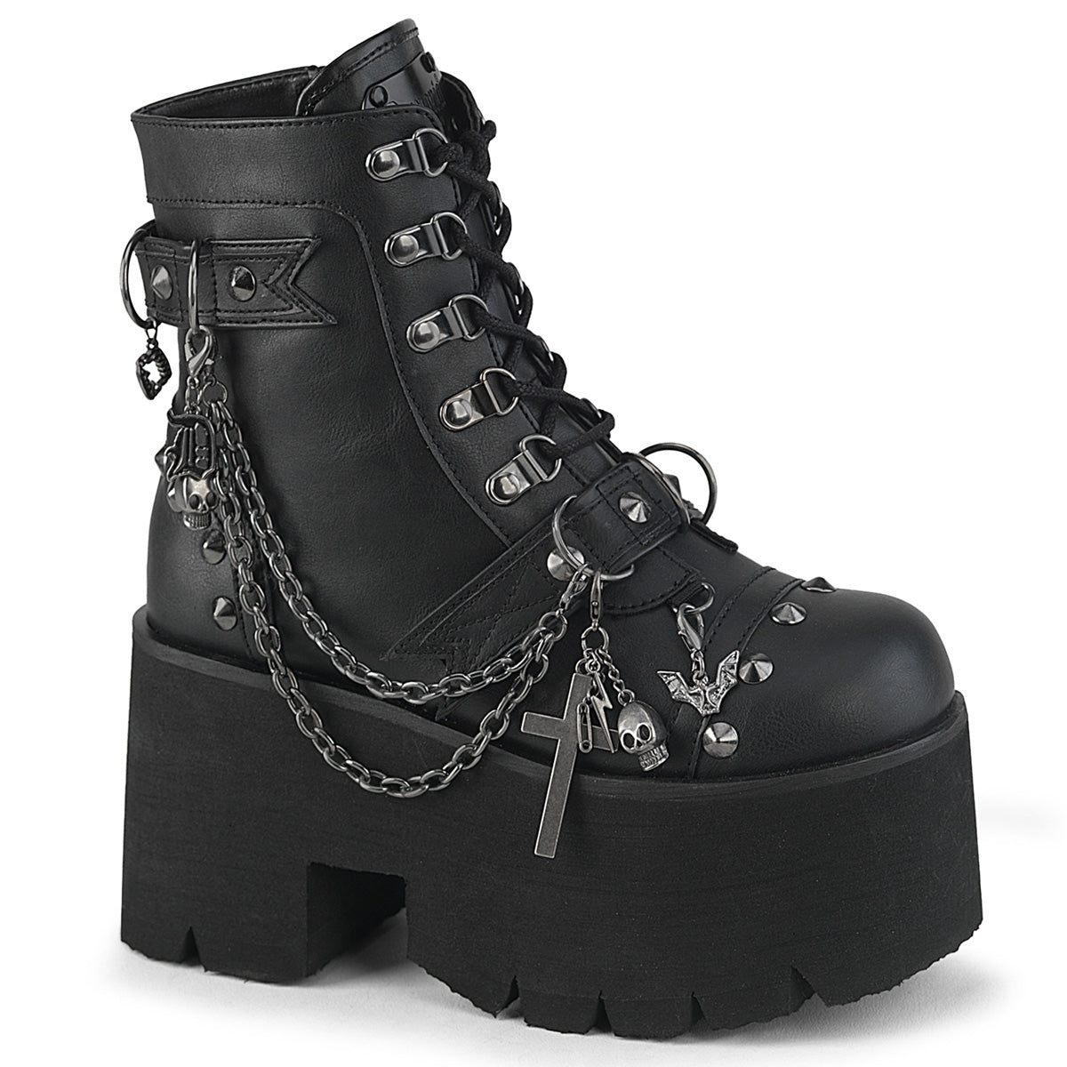 ASHES-52 3 1/2" Chunky Heel, 2 1/4" PF Lace-Up Ankle BT, Side Zip