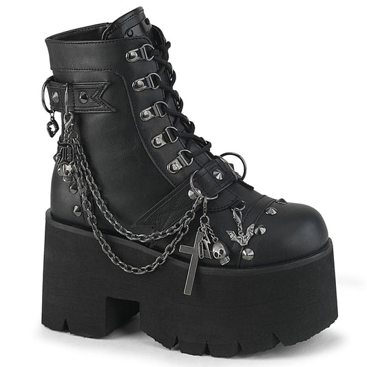 ASHES-52 3 1/2" Chunky Heel, 2 1/4" PF Lace-Up Ankle BT, Side Zip