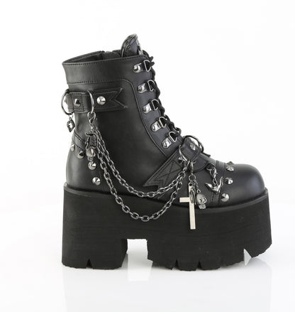 ASHES-52 3 1/2" Chunky Heel, 2 1/4" PF Lace-Up Ankle BT, Side Zip