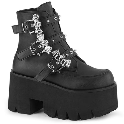 ASHES-55 3 1/2" Chunky Heel, 2 1/4" Cut Out PF Ankle Boot