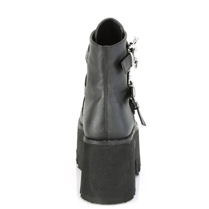 ASHES-55 3 1/2" Chunky Heel, 2 1/4" Cut Out PF Ankle Boot