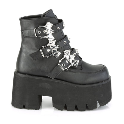 ASHES-55 3 1/2" Chunky Heel, 2 1/4" Cut Out PF Ankle Boot