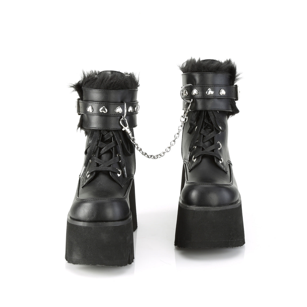 ASHES-57 3 1/2" Chunky Heel, 2 1/4" PF Lace-Up Ankle BT, Side Zip
