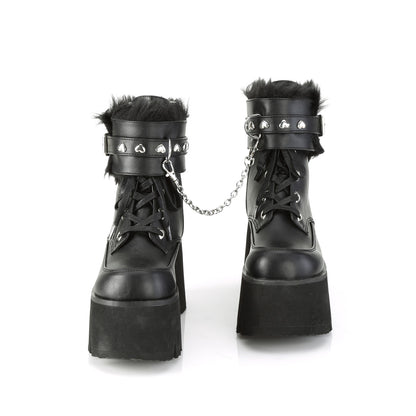 ASHES-57 3 1/2" Chunky Heel, 2 1/4" PF Lace-Up Ankle BT, Side Zip