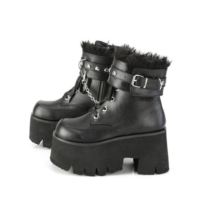 (USED) ASHES-57 3.5" Chunky Heel 2.25" PF Lace-Up Ankle BT Side Zip, Size 6