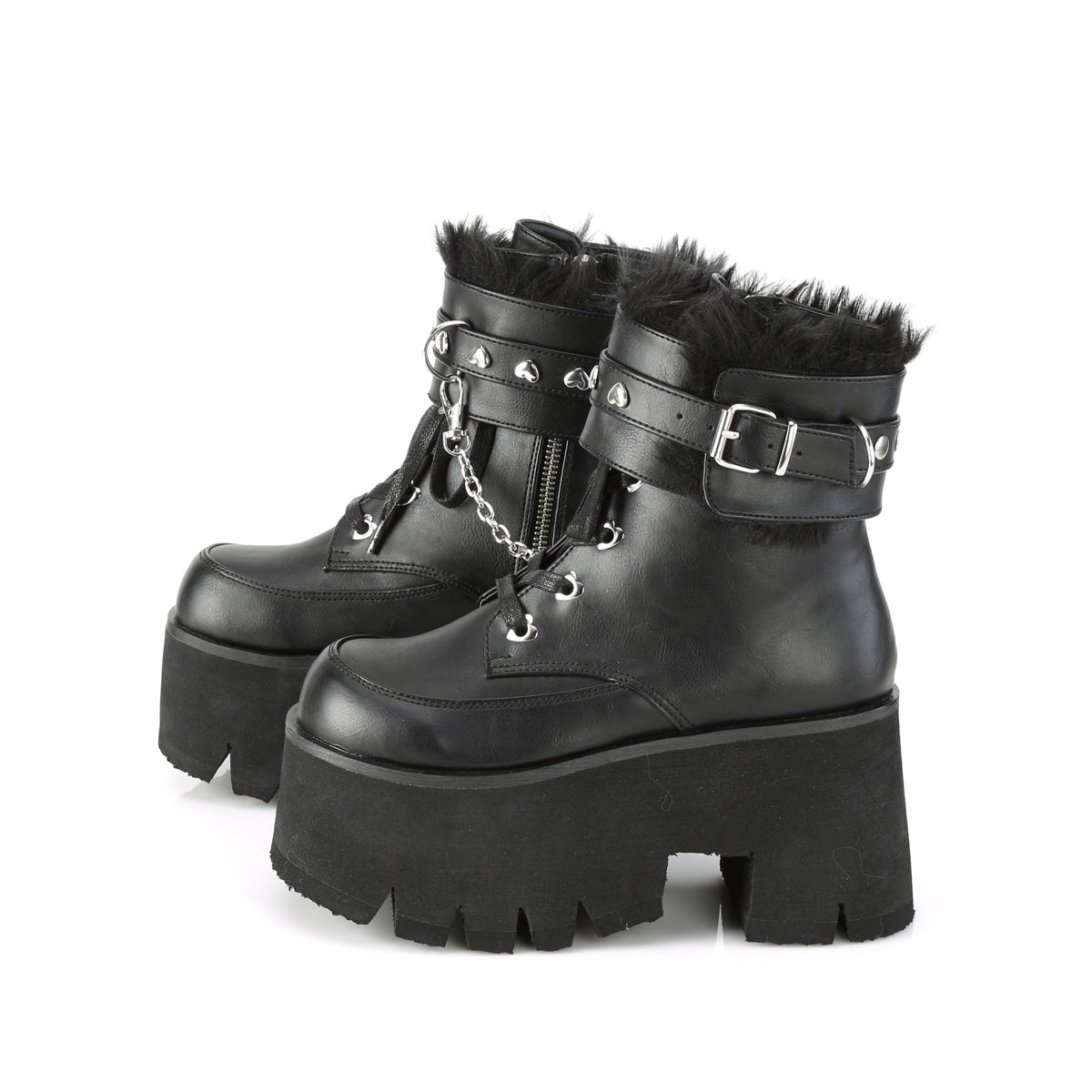 ASHES-57 3 1/2" Chunky Heel, 2 1/4" PF Lace-Up Ankle BT, Side Zip