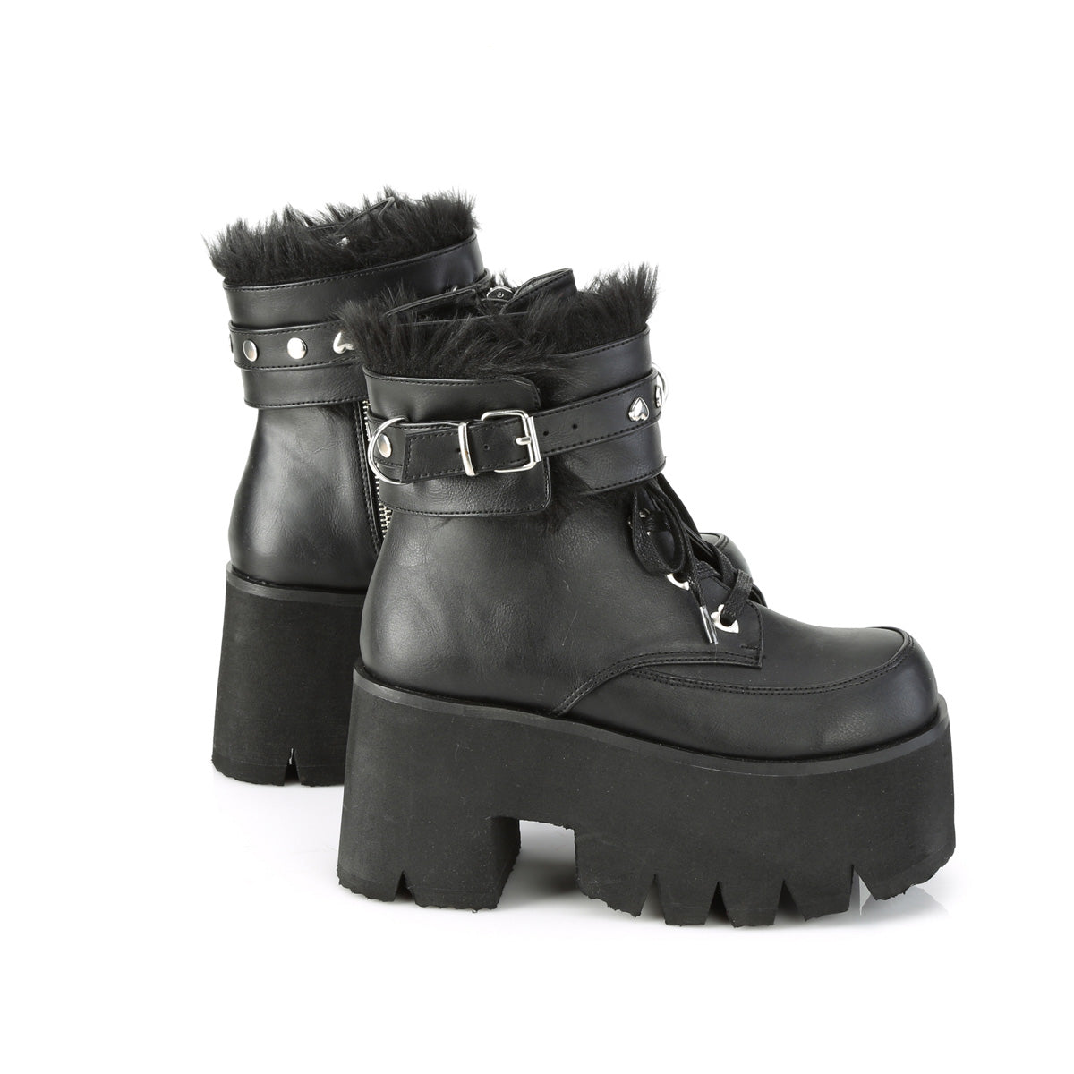 ASHES-57 3 1/2" Chunky Heel, 2 1/4" PF Lace-Up Ankle BT, Side Zip