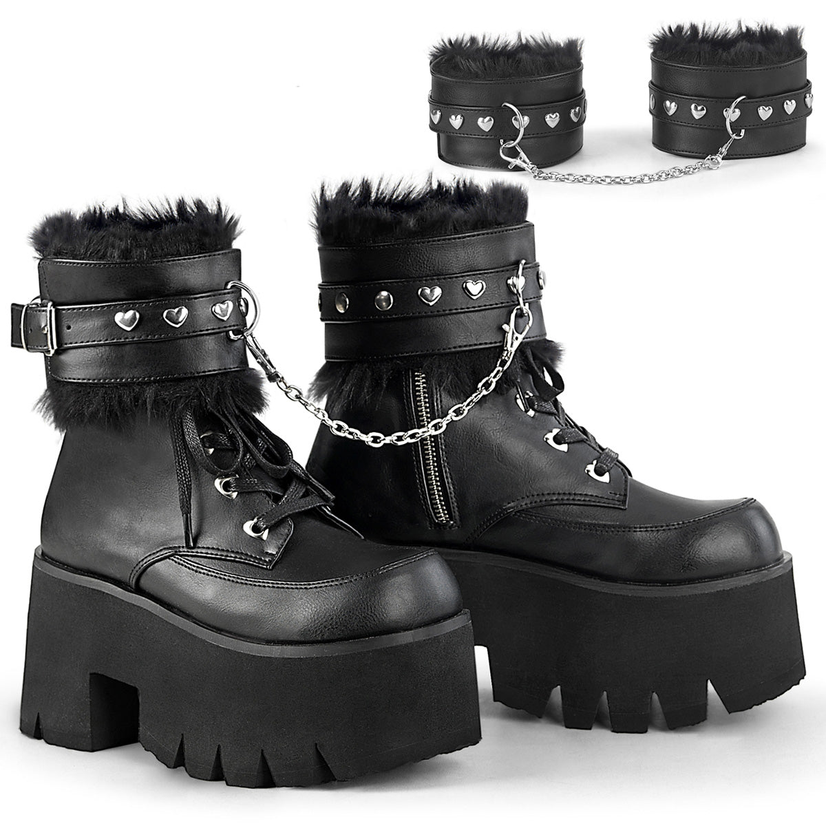 ASHES-57 3 1/2" Chunky Heel, 2 1/4" PF Lace-Up Ankle BT, Side Zip