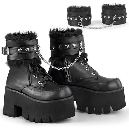 ASHES-57 3 1/2" Chunky Heel, 2 1/4" PF Lace-Up Ankle BT, Side Zip