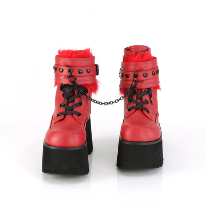 ASHES-57 3 1/2" Chunky Heel, 2 1/4" PF Lace-Up Ankle BT, Side Zip