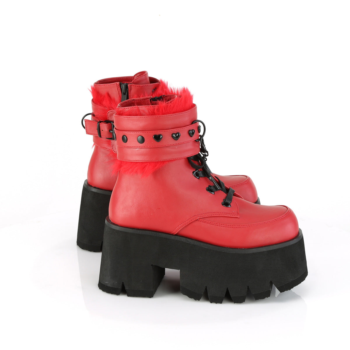 ASHES-57 *3 1/2" Chunky Heel, 2 1/4" PF Lace-Up Ankle BT, Side Zip