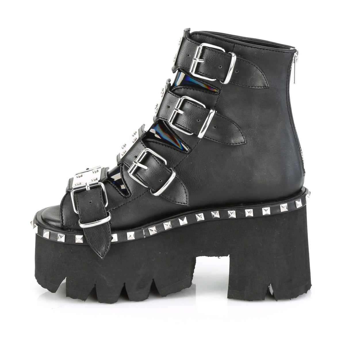 ASHES-70 **3 1/2" Chunky Heel, 2 1/4" PF Ankle Boot,Back Metal Zip