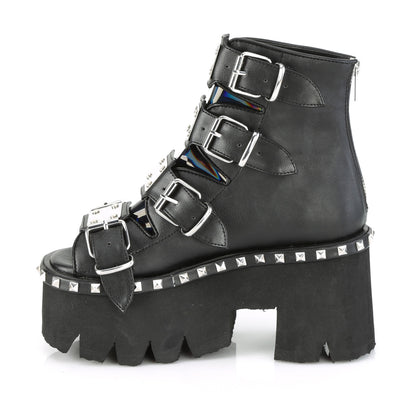 ASHES-70 **3 1/2" Chunky Heel, 2 1/4" PF Ankle Boot,Back Metal Zip