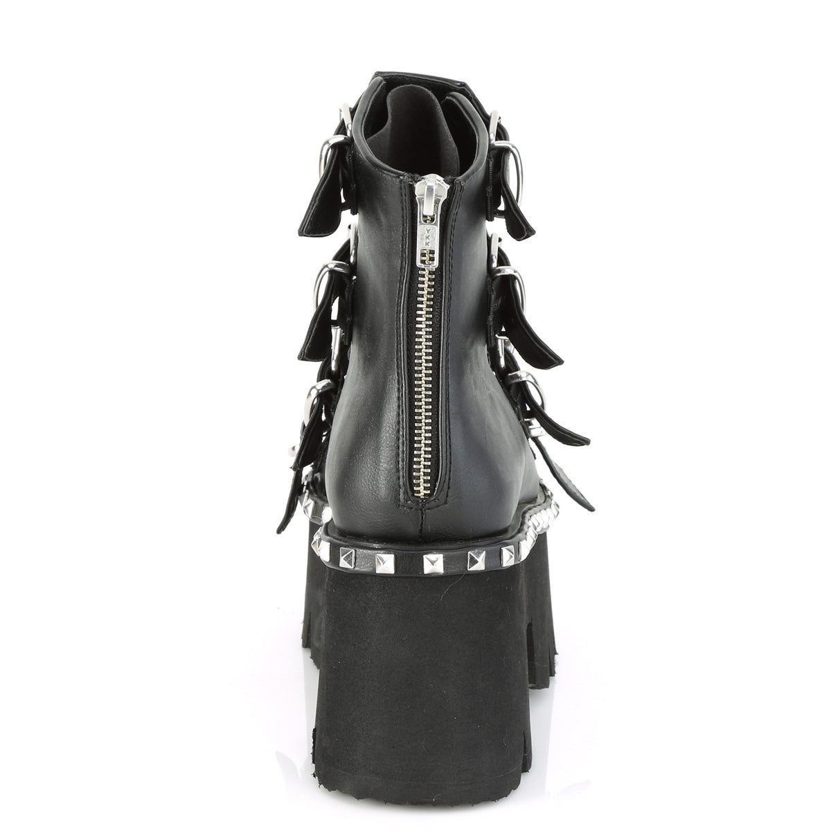 ASHES-70 **3 1/2" Chunky Heel, 2 1/4" PF Ankle Boot,Back Metal Zip