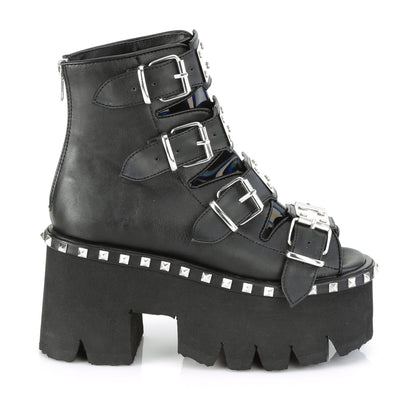 ASHES-70 **3 1/2" Chunky Heel, 2 1/4" PF Ankle Boot,Back Metal Zip
