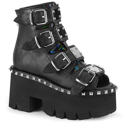 ASHES-70 **3 1/2" Chunky Heel, 2 1/4" PF Ankle Boot,Back Metal Zip