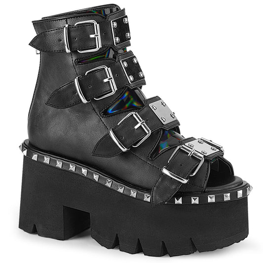 ASHES-70 **3 1/2" Chunky Heel, 2 1/4" PF Ankle Boot,Back Metal Zip