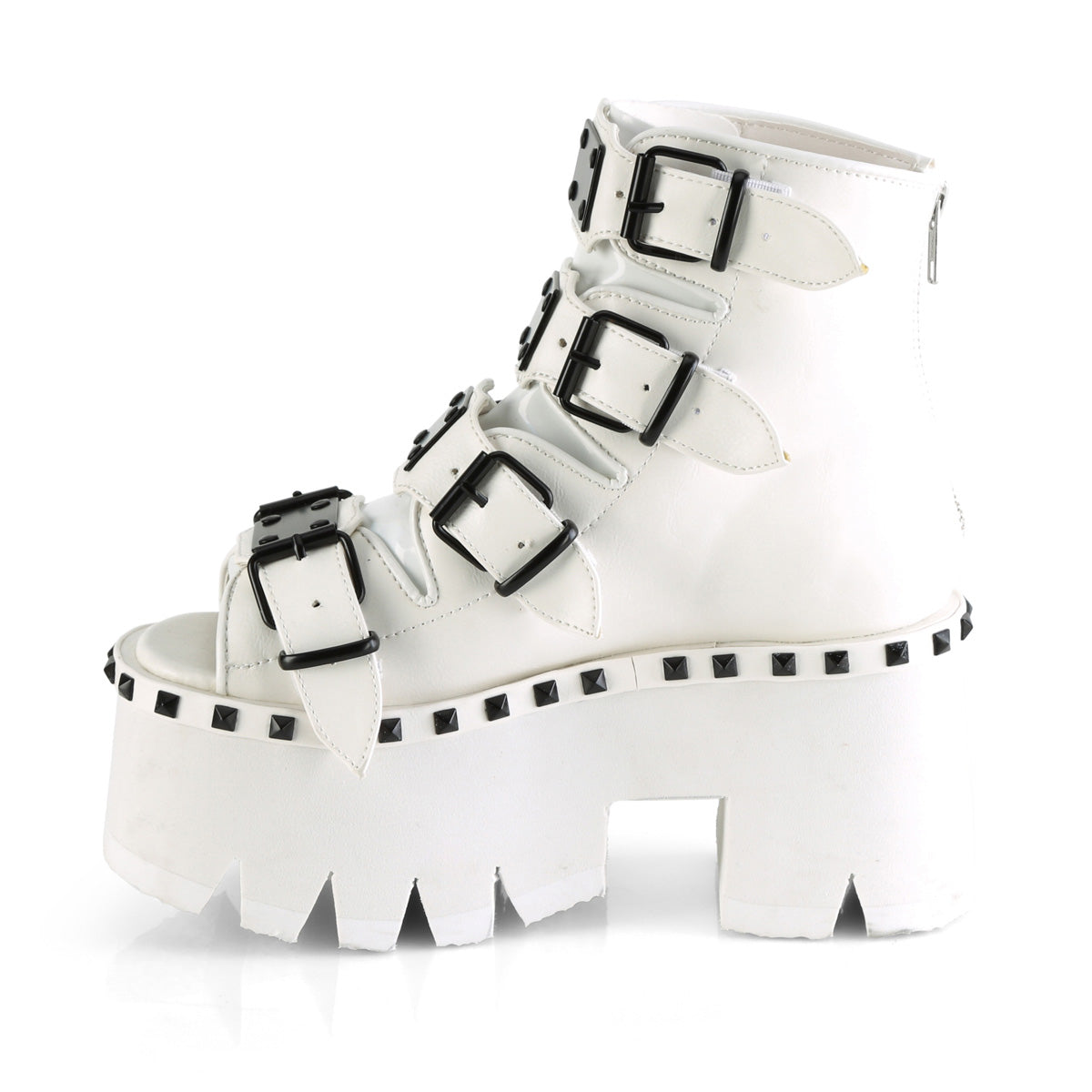 ASHES-70 **3 1/2" Chunky Heel, 2 1/4" PF Ankle Boot, Back Metal Zip