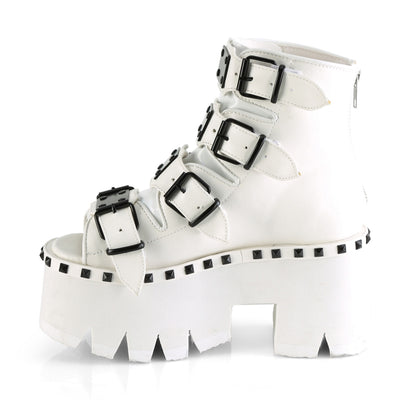 ASHES-70 **3 1/2" Chunky Heel, 2 1/4" PF Ankle Boot, Back Metal Zip