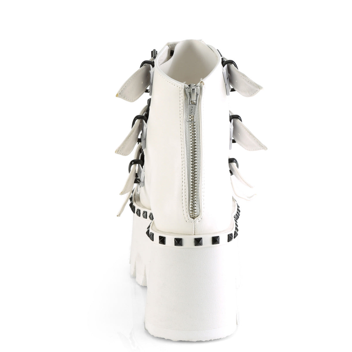 ASHES-70 **3 1/2" Chunky Heel, 2 1/4" PF Ankle Boot, Back Metal Zip