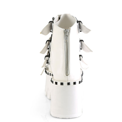 ASHES-70 **3 1/2" Chunky Heel, 2 1/4" PF Ankle Boot, Back Metal Zip