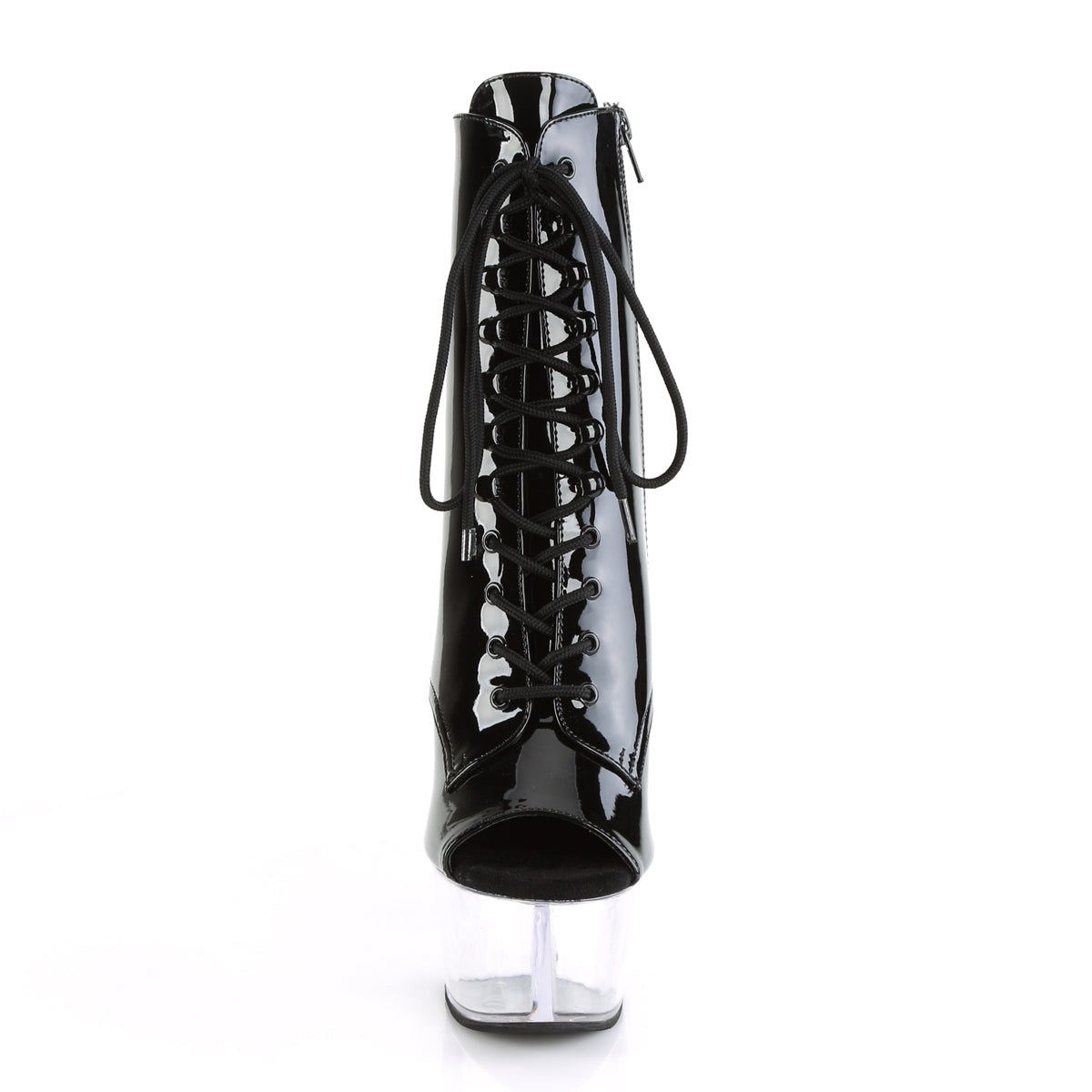 ASPIRE-1021 *6" Heel, 2 1/4" PF Open Toe Lace-Up Ankle Boot, Side Zip