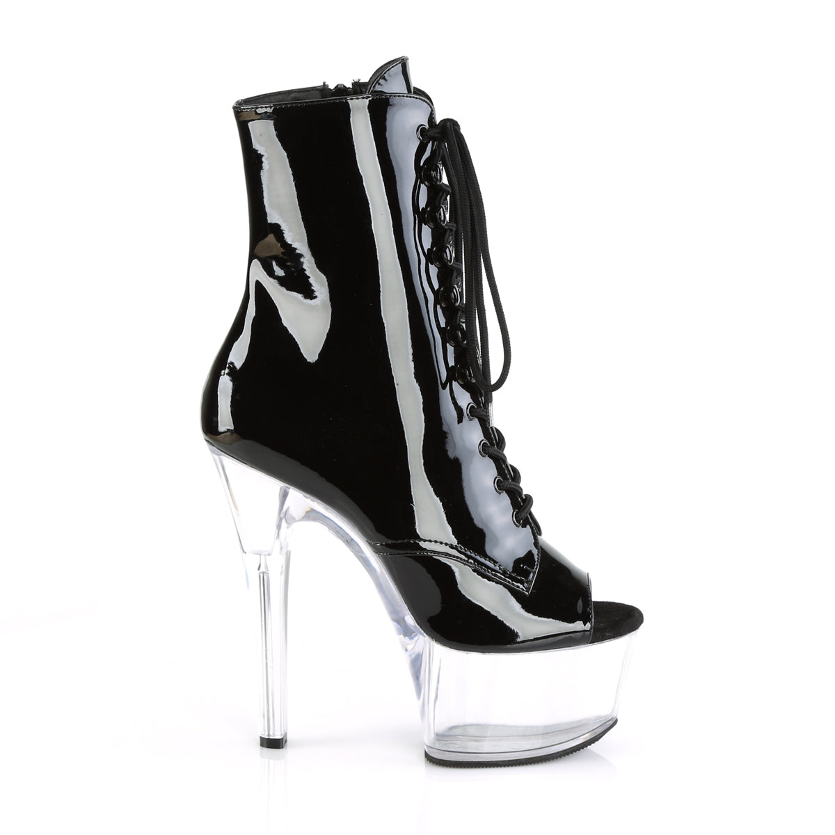 ASPIRE-1021 *6" Heel, 2 1/4" PF Open Toe Lace-Up Ankle Boot, Side Zip