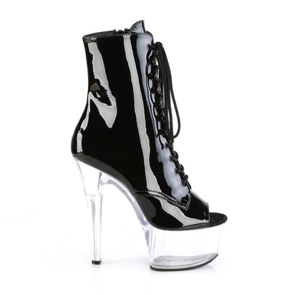 ASPIRE-1021 *6" Heel, 2 1/4" PF Open Toe Lace-Up Ankle Boot, Side Zip