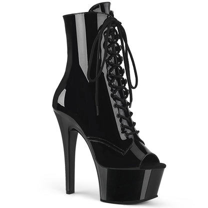ASPIRE-1021 *6" Heel, 2 1/4" PF Open Toe Lace-Up Ankle Boot, Side Zip