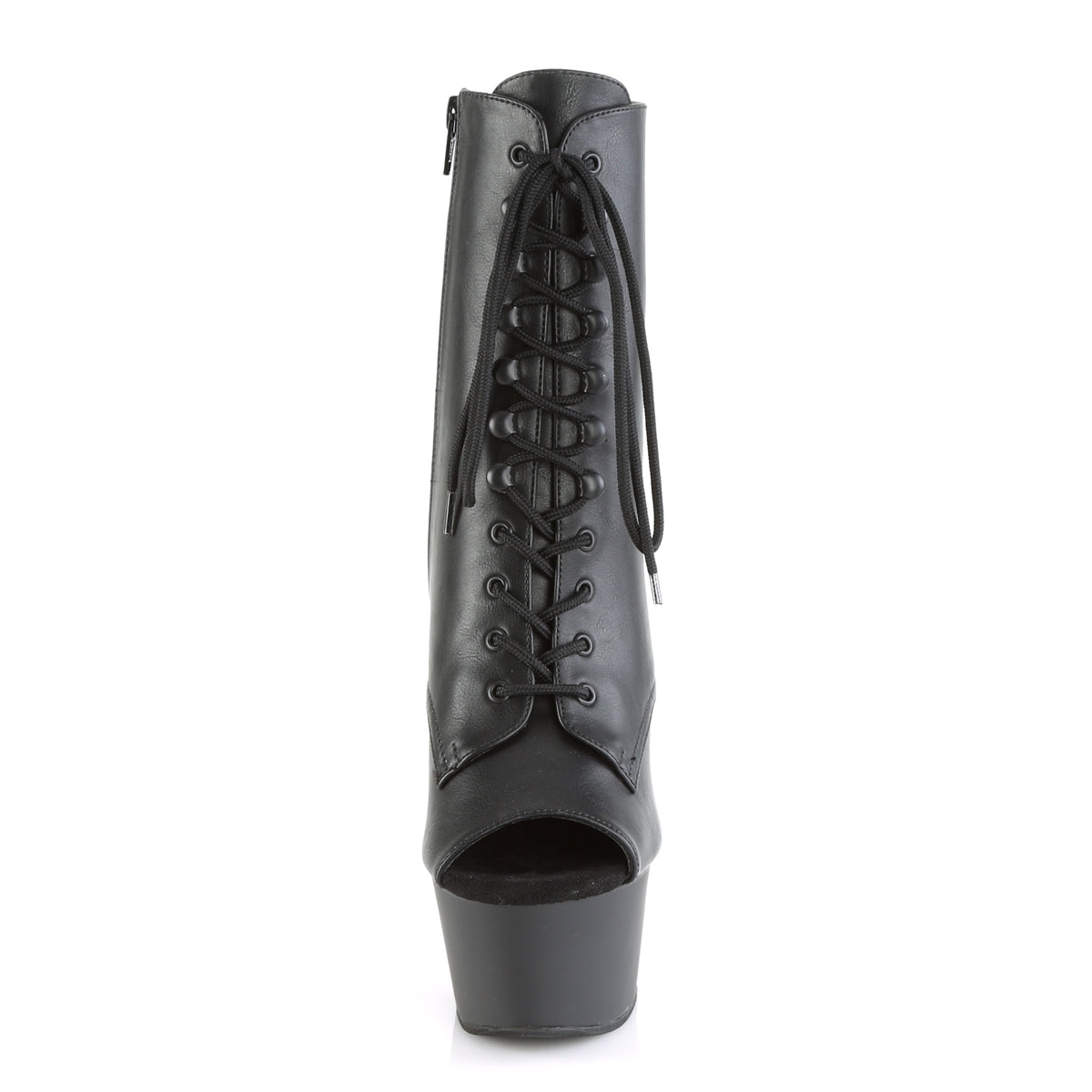 ASPIRE-1021 *6" Heel, 2 1/4" PF Open Toe Lace-Up Ankle Boot, Side Zip