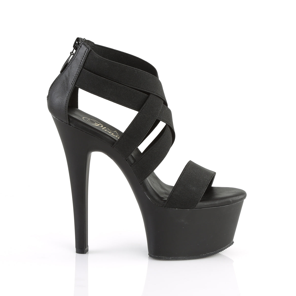 ASPIRE-669 6" Heel, 2 1/4" PF Criss Cross Sandal, Back Zip