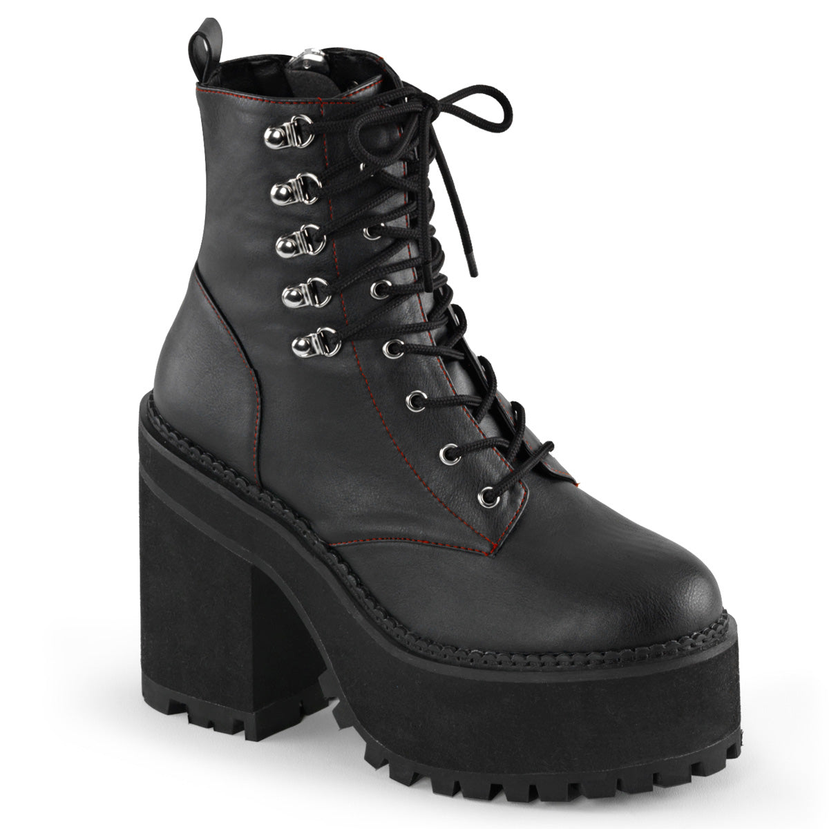 ASSAULT-100 4 3/4" Heel, 2 1/4" PF D-Ring Lace-Up Ankle Boot, Side Zip