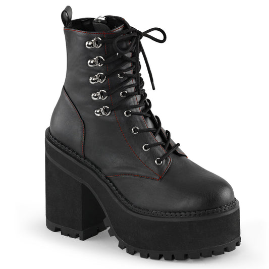 ASSAULT-100 4 3/4" Heel, 2 1/4" PF D-Ring Lace-Up Ankle Boot, Side Zip