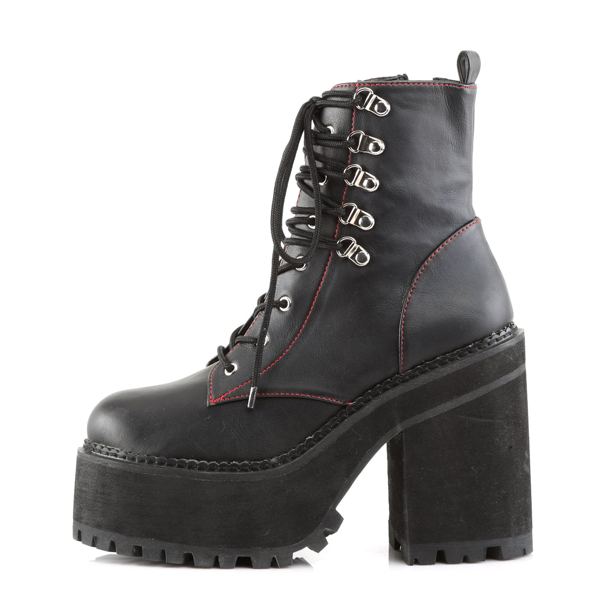 ASSAULT-100 4 3/4" Heel, 2 1/4" PF D-Ring Lace-Up Ankle Boot, Side Zip